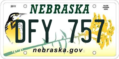 NE license plate DFY757