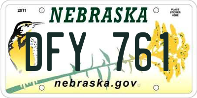 NE license plate DFY761
