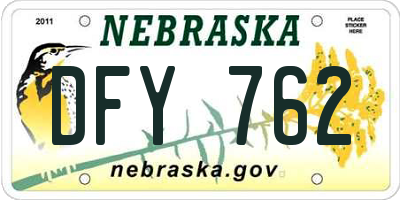 NE license plate DFY762