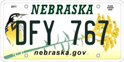 NE license plate DFY767