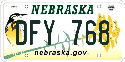 NE license plate DFY768