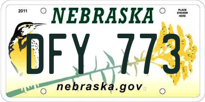NE license plate DFY773