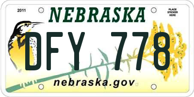 NE license plate DFY778