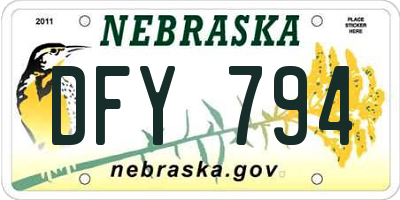 NE license plate DFY794