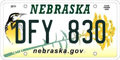 NE license plate DFY830