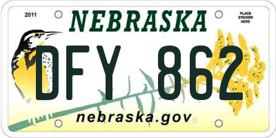 NE license plate DFY862