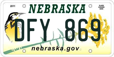 NE license plate DFY869
