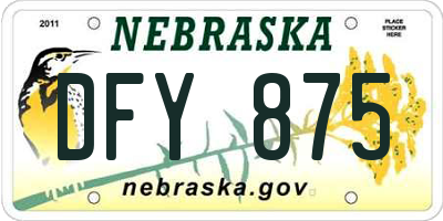 NE license plate DFY875