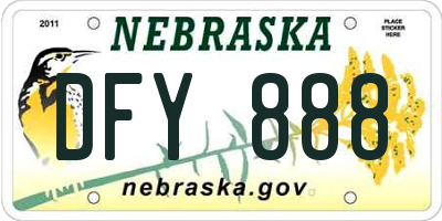 NE license plate DFY888