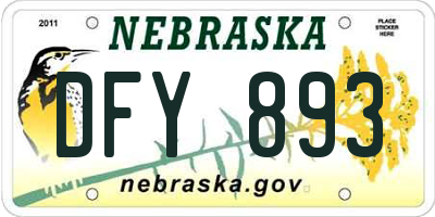 NE license plate DFY893