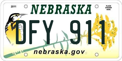 NE license plate DFY911