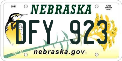NE license plate DFY923