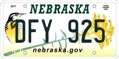 NE license plate DFY925