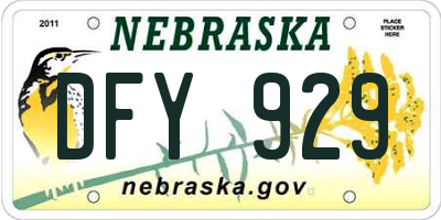NE license plate DFY929