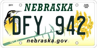 NE license plate DFY942