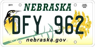 NE license plate DFY962