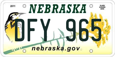 NE license plate DFY965