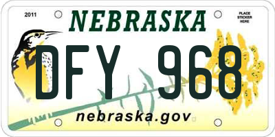 NE license plate DFY968