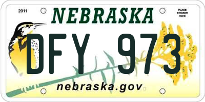 NE license plate DFY973