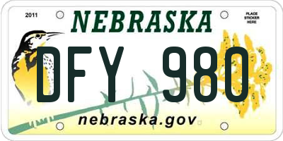 NE license plate DFY980