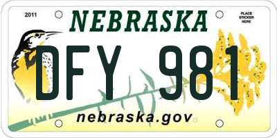 NE license plate DFY981