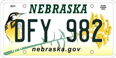 NE license plate DFY982