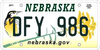 NE license plate DFY986