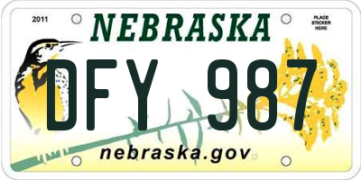 NE license plate DFY987