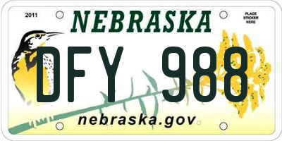 NE license plate DFY988