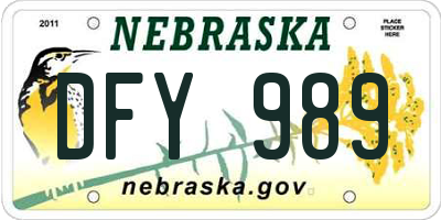 NE license plate DFY989