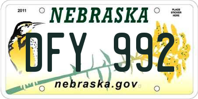 NE license plate DFY992