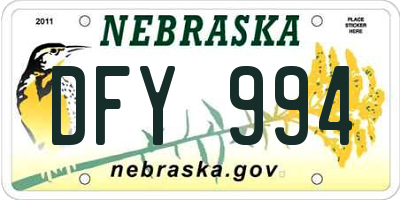 NE license plate DFY994