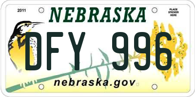 NE license plate DFY996