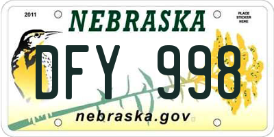 NE license plate DFY998