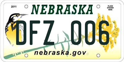 NE license plate DFZ006