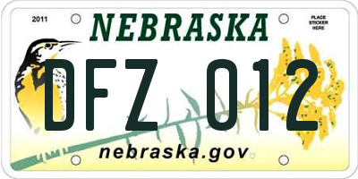 NE license plate DFZ012