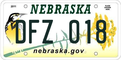 NE license plate DFZ018