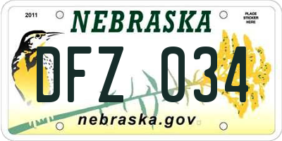 NE license plate DFZ034