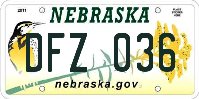 NE license plate DFZ036