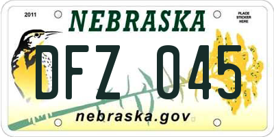 NE license plate DFZ045