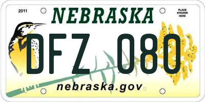 NE license plate DFZ080