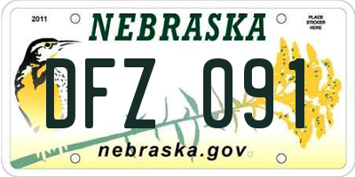 NE license plate DFZ091