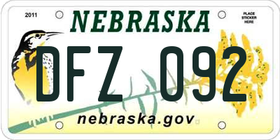 NE license plate DFZ092