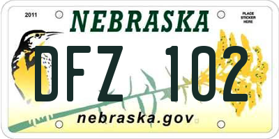 NE license plate DFZ102