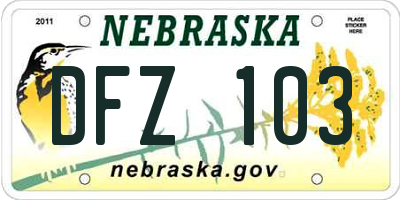 NE license plate DFZ103