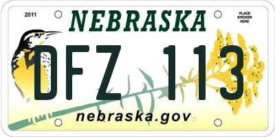 NE license plate DFZ113