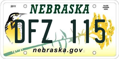 NE license plate DFZ115