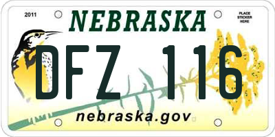 NE license plate DFZ116