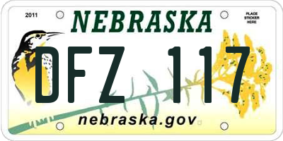 NE license plate DFZ117