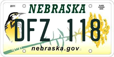 NE license plate DFZ118